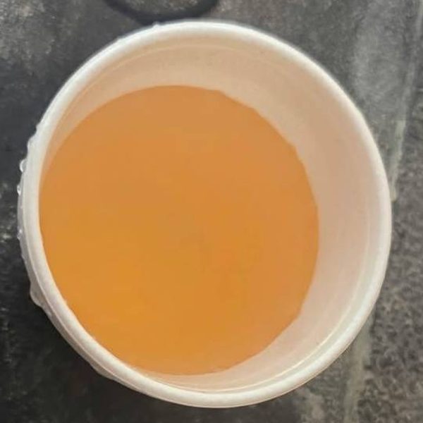 Eau orangée, chargée de fer, avant le traitement